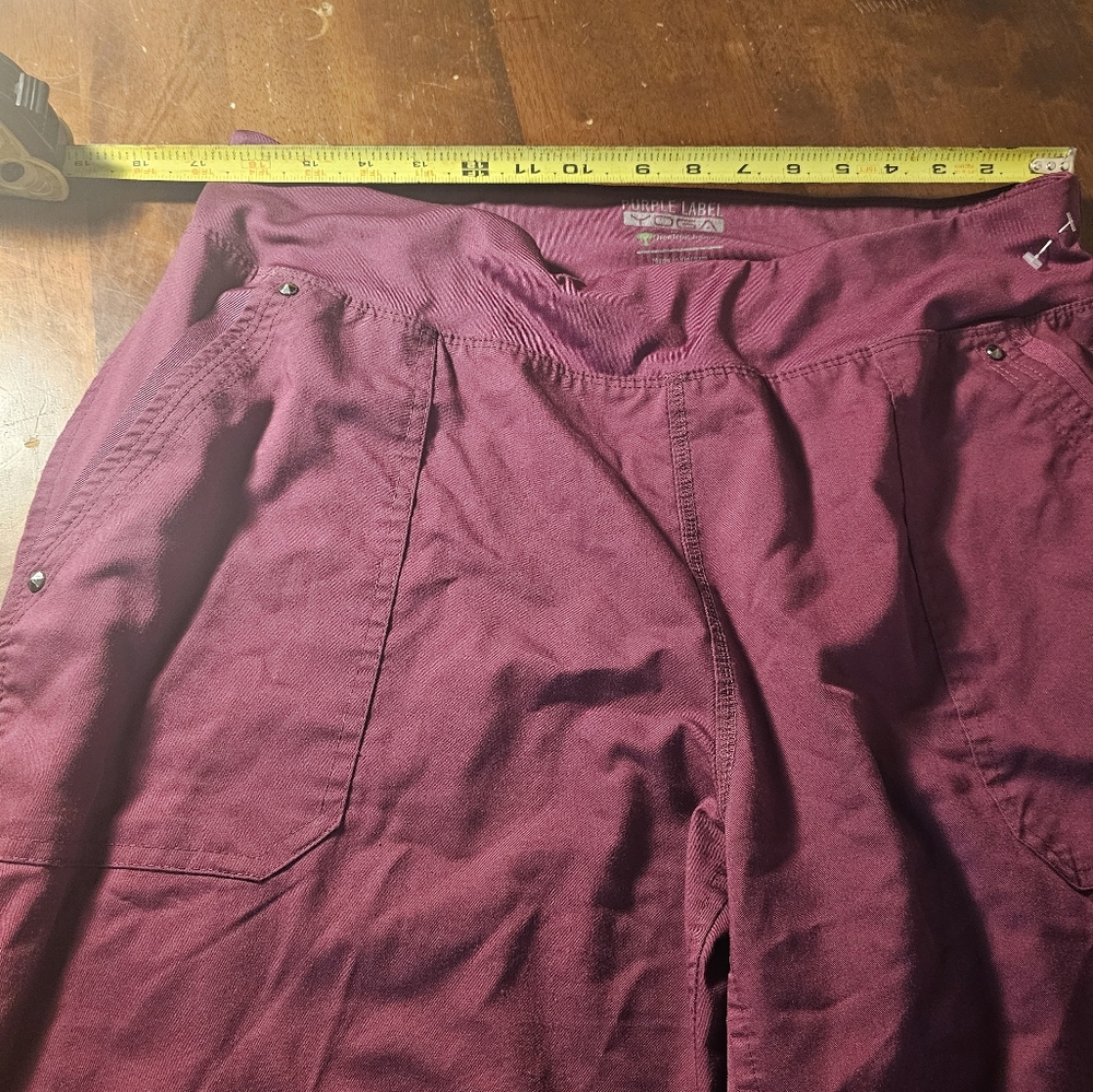 Purple Label Yoga Healing Hands Women Tori Scrub Pants  size large Wine Red - Picture 4 of 6
